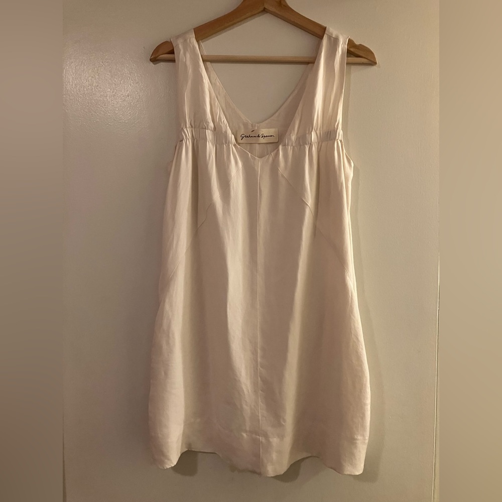 Graham & Spencer cream silk mini dress